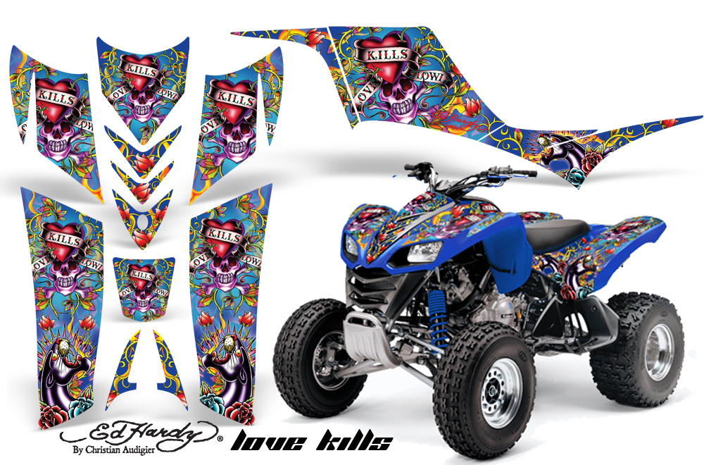 Kawasaki KFX 700 Graphics ed hardy-love kills-blue